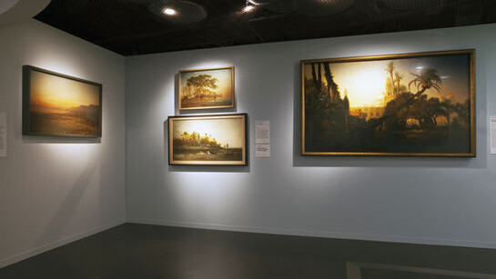 Vue de l'exposition "Peintures des lointains" © musée du quai Branly - Jacques Chirac, photo Gautier Deblonde