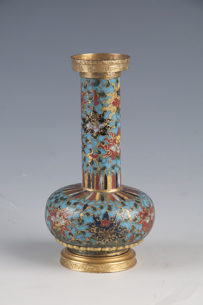 Cloisonné bottle. Cloisonné vase with floral decoration
