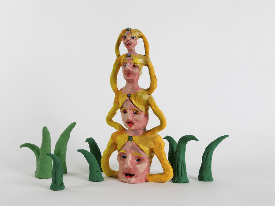 Marlene Steyn, Becoming a braid (All she ever wanted to be), 2013, Fired earthenware clay painted with oil, acrylic and enamel, 31 x 14 x 6 cm