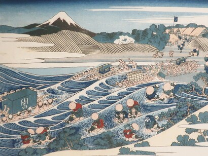 "Fuji visto da Kanaya, Tōkaidō", Hokusai, 1831