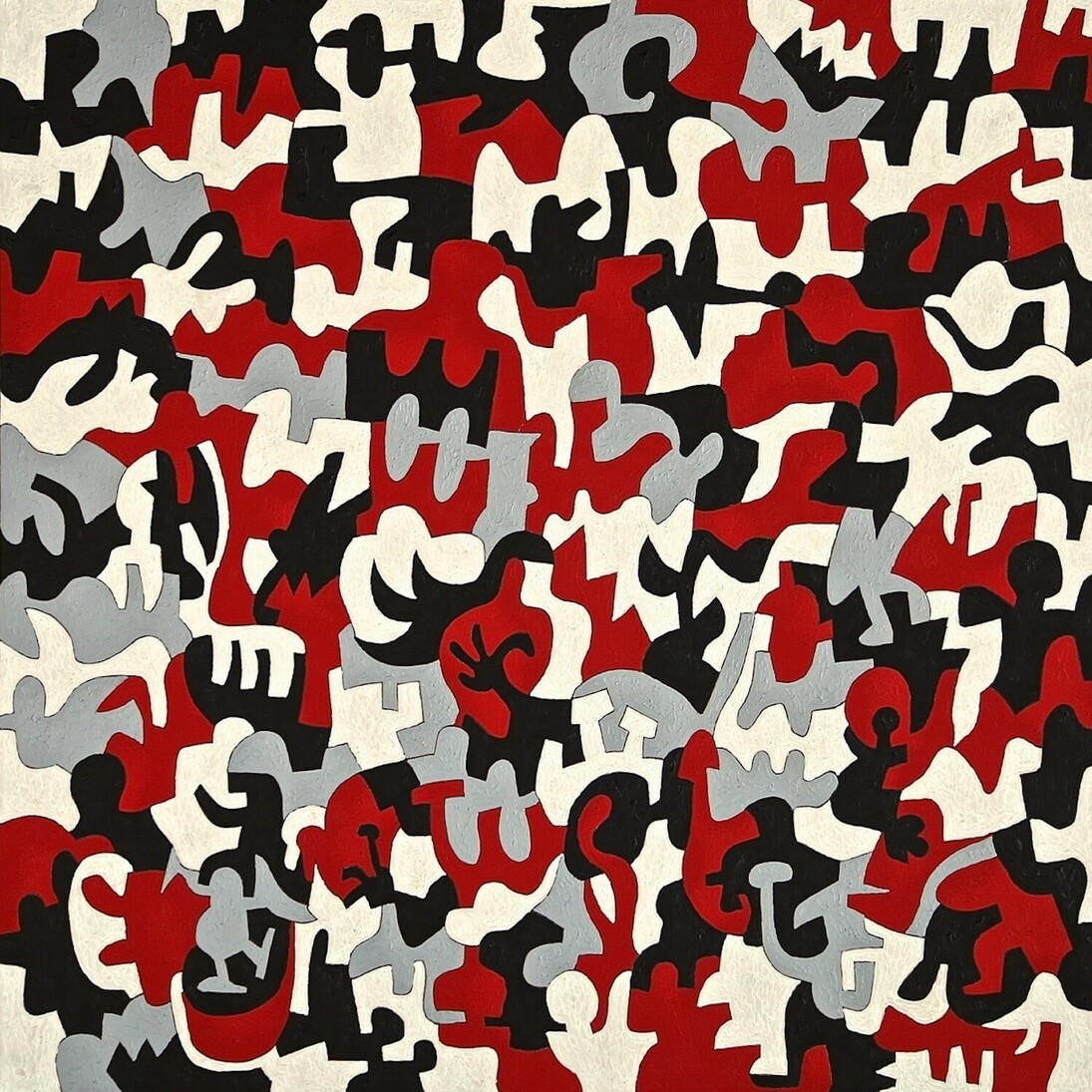 Paul Katz, Interlock #51, 2017 24 x 24 inches, oil and sand on canvas.  Courtesy of Carrie Haddad Gallery
 