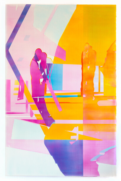 Zoe Walsh. loop, pull, bleed, 2018. Acrylic on canvas. 42 x 26 5/8 in; 106.7 x 67.6 cm. Image courtesy of Zeit Contemporary Art, New York.