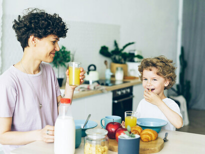A mother and child enjoying healthy lifestyle; the gut-brain axis is a bidirectional communication system that links the emotional and cognitive centres of the brain with peripheral intestinal functions