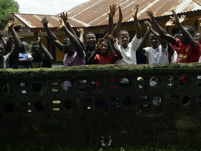 A town of Sierra Leone celebrating the end of quarantine
