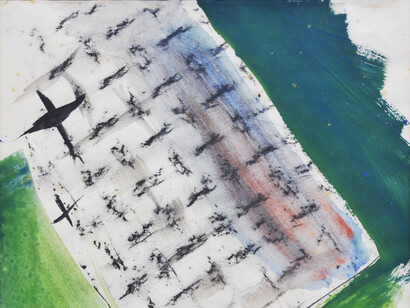 Peter Lanyon. Lawn Boy, New Jersey April '63, gouache on paper, 13 1/2 x 10 1/4 in/ 34.3 x 25.9 cm