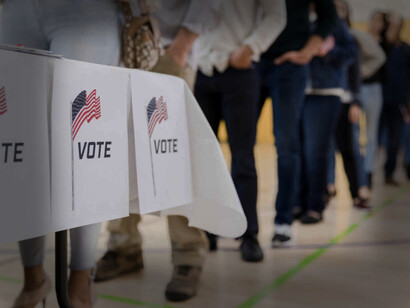 Americans lined up to vote in the primary elections
