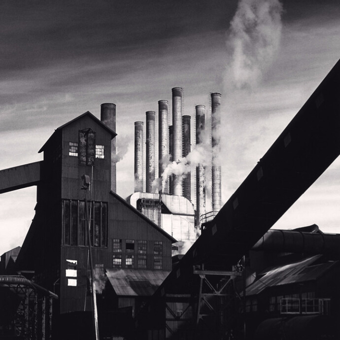 Michael Kenna, The Rouge, Study #140, Dearborn, Michigan, 1994. 