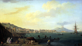 Joseph Vernet; Vista de Nápoles y el Vesubio, c. 1748 (detalle)