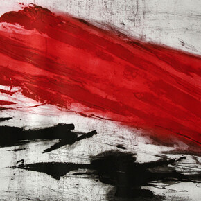 Salvatore Lovaglio, Striscia di fuoco, 2007, acquatinta e carburundum, 89 x 164 cm