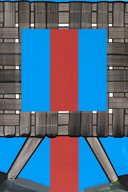 Gary Stephan, Small Mental Furniture (Red and Blue), 2013, Acrylic/canvas, 40 x 30 in. Courtesy: Susan Inglett Gallery, NYC.