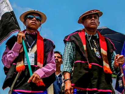 La Minga. Incontro di indigeni che hanno camminato fino a Bogotà