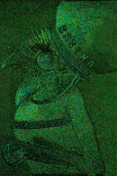 Jan Fabre, The Pot Calls the Kettle Black, 2012, Elytres de coléoptères sur bois / beetle elytra on wooden panel, 227,5 x 173 cm, 89 5/8 x 68 1/8 in.
unique, photo: Pat Verbrueggen, Courtesy Galerie Daniel Templon, Paris. © Angelos bvba