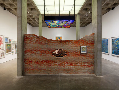 Marcel Dzama, I am the sun, I am the new year, vista de exhibición. Cortesía de Galería OMR 