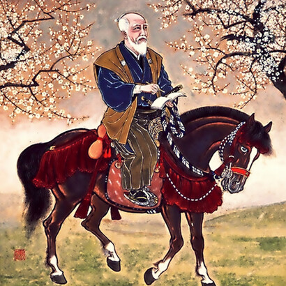 I 100 cavalieri nel tempio di Yasaki Inari a Tokyo