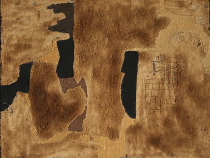 Alberto Burri - Sabbia, 1952, sabbia e acrilico, 90x108,5 cm - Collezioni Intesa Sanpaolo
© Archivio Attività Culturali, Intesa Sanpaolo, foto Paolo Vandrasch