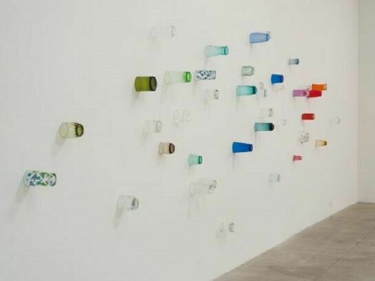 Amalia Pica, Eavesdropping (version #2), 2011, Glasses and glue, Dimensions variable, Collection of James Keith Brown and Eric Diefenbach, New York, Photo: Robert Wedemeyer, courtesy of the artist and Marc Foxx Gallery, Los Angeles