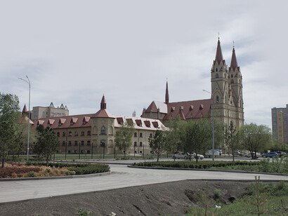 The Cathedral of Our Lady of Fatima in Karagandy, Kazakhstan, stands as a symbol of resilience and faith, its towering spires reaching towards the sky in a city shaped by diverse cultural influences and the echoes of history