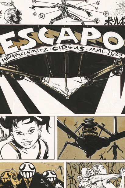 Paul Pope, Escapo, title page -  Horse press, 1999. Courtesy of Philippe Labaune Gallery
