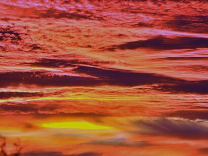 Candy cane-colored sunrise clouds