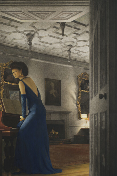 Graham Little, Untitled (Ballroom), 2013, Gouache and colour pencil on paper, Unframed: 45.5 x 29.5 cm / 17 7/8 x 11 5/8 ins, Framed: 65.5 x 48.5 cm / 25 3/4 x 19 ins, Copyright the artist, Courtesy Alison Jacques Gallery, London, Photo: Michael Brzezinski
