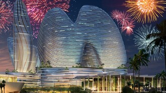 Espectáculo de fuegos artificiales en Miami, Florida