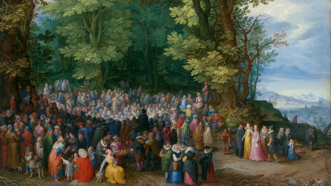 Jan Brueghel il Vecchio, Il discorso della montagna, olio su rame, 1598, Getty Center, Los Angeles, Stati Uniti