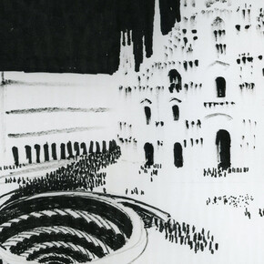 Progetto per una sistemazione della Piazza Duomo di Milano con una piazza a più piani per manifestazioni, 1970