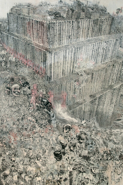 Du Zhenjun (b.1961), Sketch of Carnival (detail), 2011, Ink on paper mounted on canvas, 90 x 120 cm (35 3/8 x 47 1/4 in.)