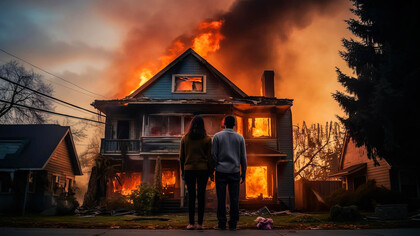 Amidst the smouldering ruins of their once-proud home, they stand as silent witnesses to the devastation, a devastating fire consuming not just their property, but the dream of stability and success they had built in a rapidly changing world