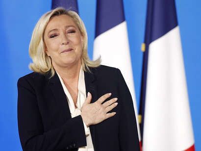 Marine Le Pen, presidenta de Agrupación Nacional (anteriormente Frente Nacional) hasta 2021, para lanzar su campaña en las elecciones presidenciales de 2022