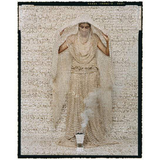 Lalla Essaydi, Les Femmes du Maroc, Le Fumee d'Ambre Gris, 2008, chromogenic print, 88 x 71 inches