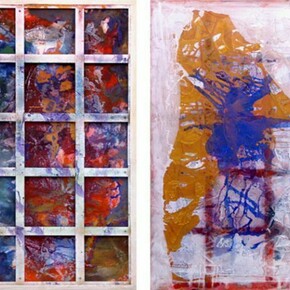 Dona Nelson, Phigor, acrylic and acrylic medium on canvas, 117 x 70 in. (double-sided)