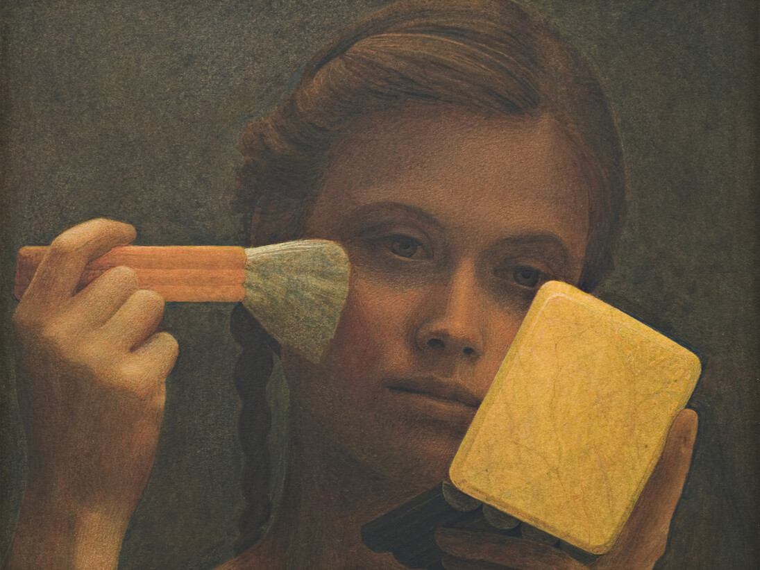 Graham Little, Untitled (Yellow Mirror), 2014, Gouache and colour pencil on paper, Unframed: 20.8 x 26.4 cm / 8 1/4 x 10 3/8 ins, Framed: 51.1 x 54.7 x 3.9 cm / 20 1/8 x 21 1/2 x 1 1/2 ins, Copyright the artist, Courtesy Alison Jacques Gallery, London, Photo: Michael Brzezinski