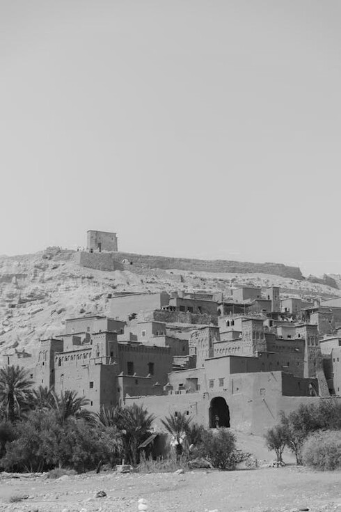 Buildings in Ksar of Ait-Ben-Haddou, Morocco, a traditional pre-Saharan habitat displaying the great earthen clay architecture of the region