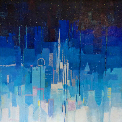 Luigi Bargellini, Star Dust - Polvere di Stelle, 2005, olio e acrilico su tela incollata su compensato, 100 x 100 cm - lato A