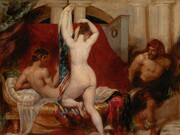 William Etty, Candaules, King of Lydia, shews his wife by stealth to Gyges, one of his ministers, as she goes to bed exhibited 1830, oil paint on canvas, 45.1 × 55.9 cm, Tate: Presented by Robert Vernon 1847, Image © Tate, London 2016. Courtesy of Art Gallery of NSW