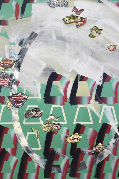 Vivien Zhang, Stencil Negative (Not Dragons Not), Oil on canvas, 180 x 150 cm, 2014