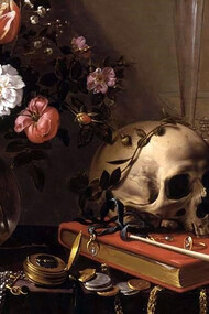 Adriaen van Utrecht, Still Life with Bouquet and Skull (1642)