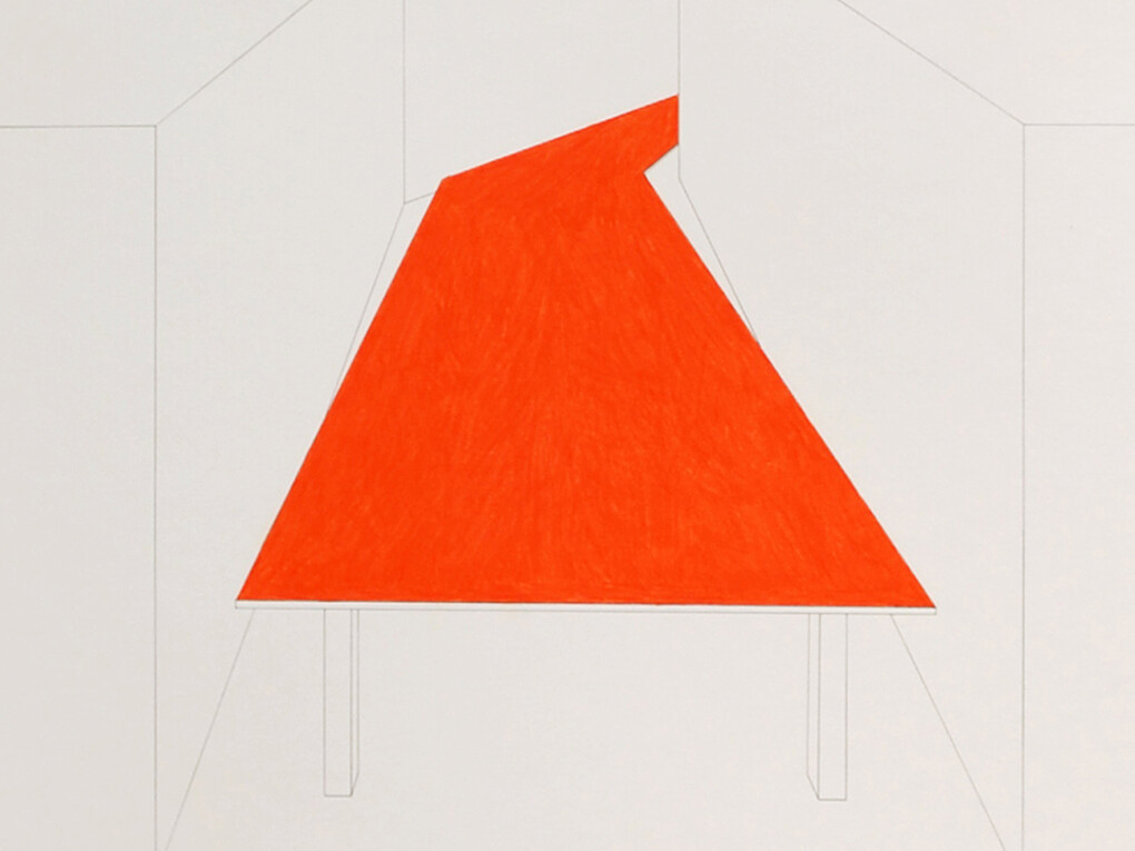 Jean-François Leroy, forme intrusive (detail), 2011, Crayon de couleur sur papier sur bois, 147 x 68 cm © l’artiste