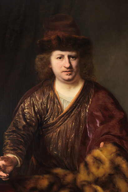 Ferdinand Bol, Man with a fur-trimmed hat (detail), ca. 1646-48. Courtesy of the New York Historical