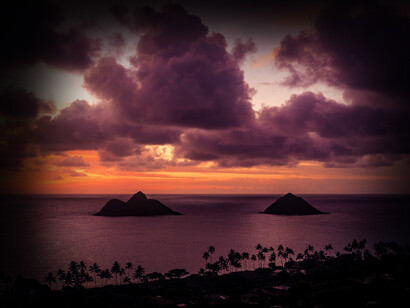 Vista hacia el mar durante el atardecer en Lanikai, Kailua, Estados Unidos