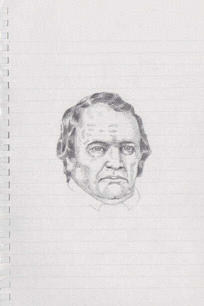 Zavier Ellis, Mad Preacher Drawing # 1, 2014 Pencil on paper, 21 x 14.8 cm