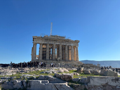 The Parthenon stands atop the Acropolis in Athens, Greece