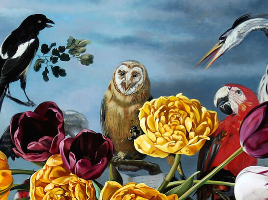  Sherrie Wolf, The Concert, 2015, (detail), oil on canvas, 48 x 60 inches, Courtesy of Woodside/Braseth Gallery