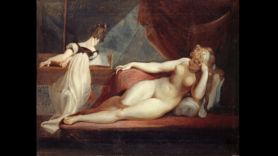 Ruhender Frauenakt und Klavierspielerin, 1799/1800, Öl auf Leinwand
71,2 x 91 cm. Kunstmuseum Basel / Foto: Martin P. Bühler