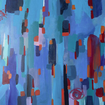 Prerna Kapoor, Believe and Rise Above, acrylic and oil on canvas, 24x30 inches. Courtesy the artist and Bitfactory Gallery