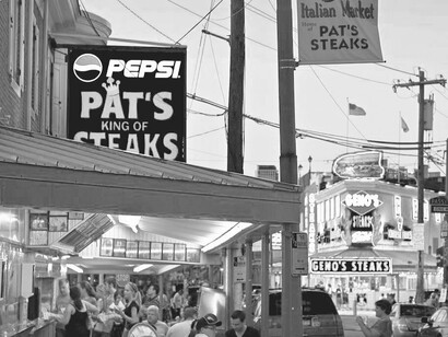 Pat's King of Steaks and Geno's Steaks in South Philadelphia, USA