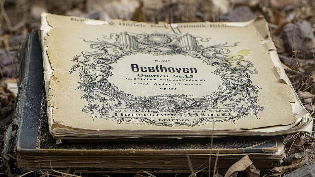 «Partitura del Cuarteto, no. 15» de Beethoven