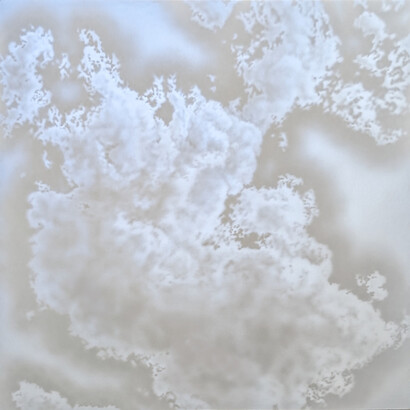 Roni Feldman, Quicksilver #47, 2023, acrylic on canvas mounted to wood panel, 48x48 inches. Courtesy of the artist and SLATE Contemporary Gallery