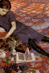 Felice Casorati. Bambina che gioca su un tappeto rosso, 1912